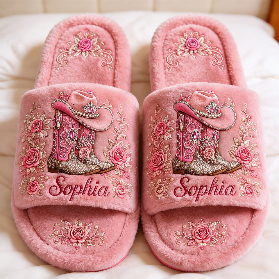 Cowgirl Boots - Personalized Cowgirl Open-Toe Slippers