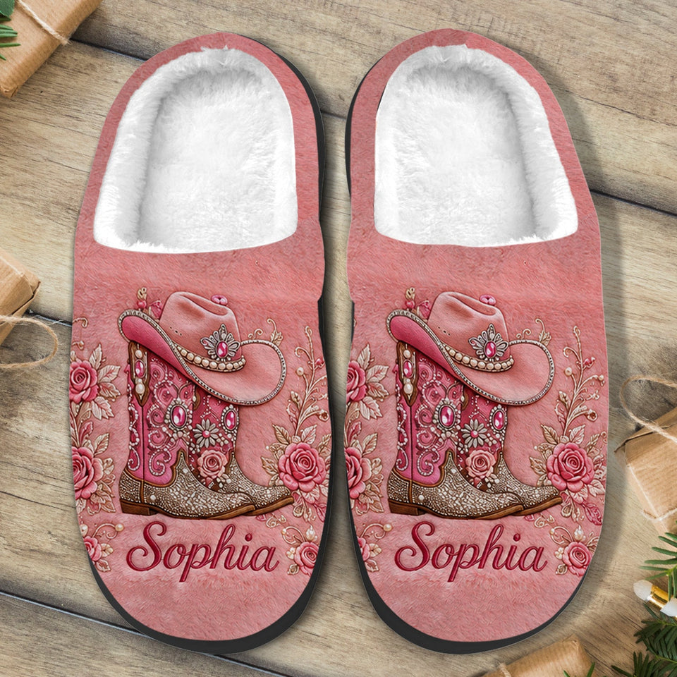 Cowgirl Boots - Personalized Cowgirl Open-Toe Slippers