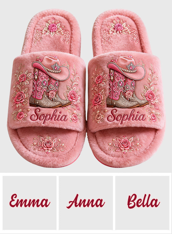 Cowgirl Boots - Personalized Cowgirl Open-Toe Slippers