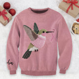 Pull moche rose colibri tricoté - Personnalisé pour la sensibilisation au cancer du sein