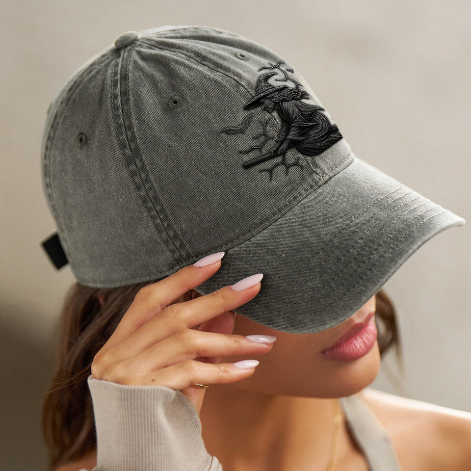 Beware Of The Witch - Personalized Witch Washed Denim Cap