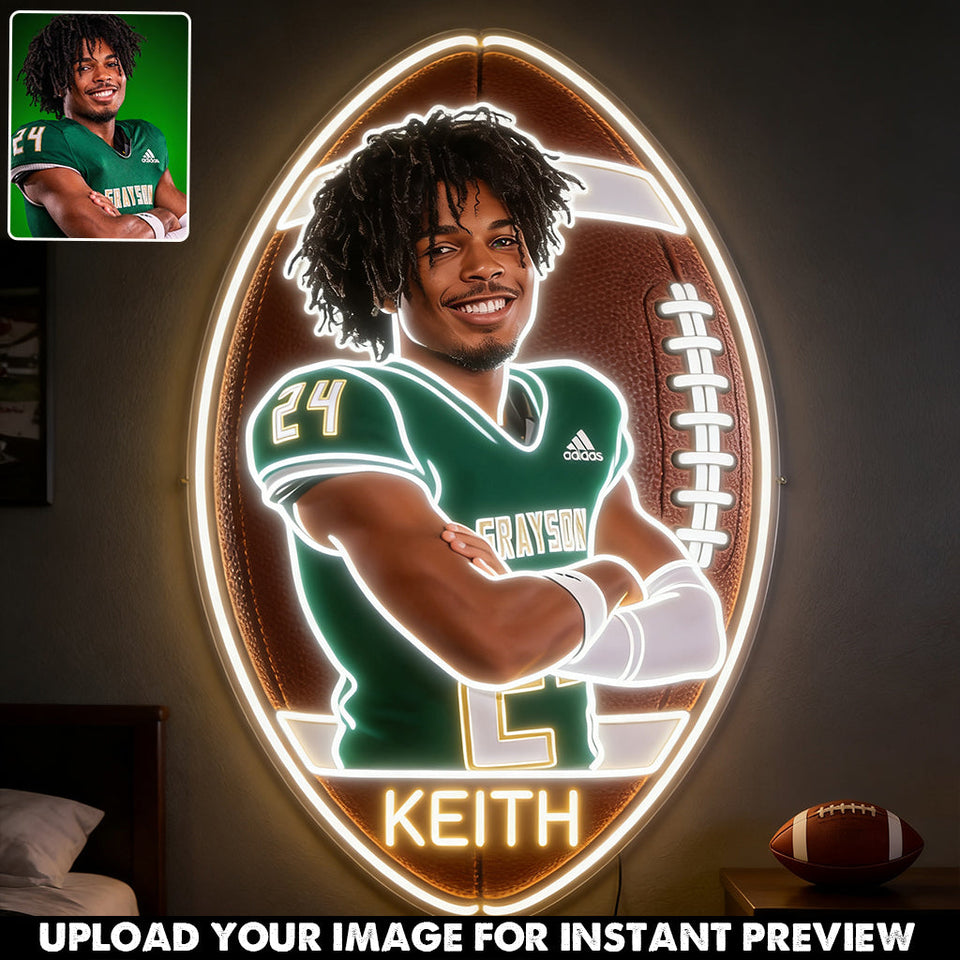 Room Decor For Football Player - Personalized Football LED Light Acrylic Sign