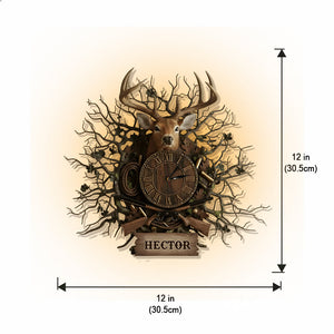 Deer Hunter Gift - Personalized Hunting LED Light Wall Clock