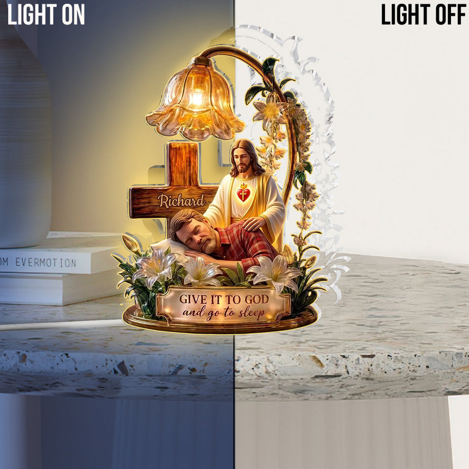 Give It To God And Go To Sleep - Personalized Christian Acrylic LED Night Light