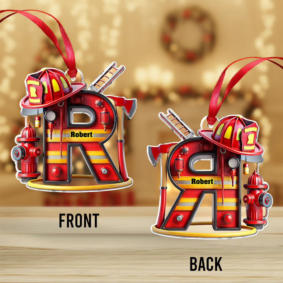 Firefighter Alphabet Decoration - Personalized Firefighter Ornament