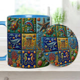 Sea Creatures - Personalized Sea Lover Accent Mug & Coaster