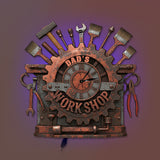 Dad's Workshop - Personalized Father LED Light Wall Clock
