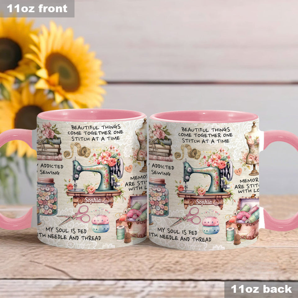 Sew Addicted To Sewing - Personalized Sewing Accent Mug