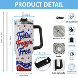 Love Frog, Celebrate 4th Of July - Personalized Frog Rhinestone Tumbler With Plush Charm