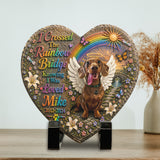 Dog Memorial, I Crossed The Rainbow Bridge - Personalized Dog Heart Shaped Stone