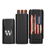 Gift For Dad Grandpa - Proud To Be American Papa - Personalized Father Leather Cigar Humidor Case