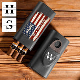 Gift For Dad Grandpa - Proud To Be American Papa - Personalized Father Leather Cigar Humidor Case