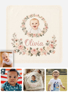 Baby Blanket, Nursery, Newborn Keepsake - Personalized Newborn Shaped Fleece Blanket