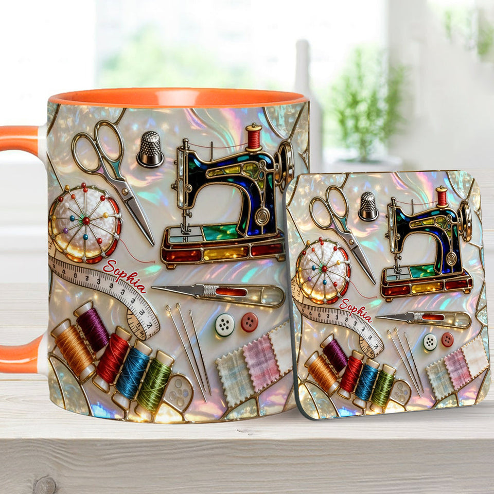 Love Sewing - Personalized Sewing Accent Mug & Coaster