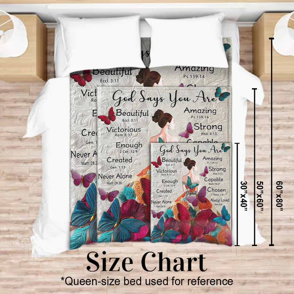 God Says You Are - Personalized Butterfly Blanket