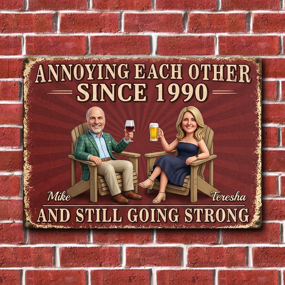 Annoy Each Other Since - Personalized Couple Rectangle Metal Sign