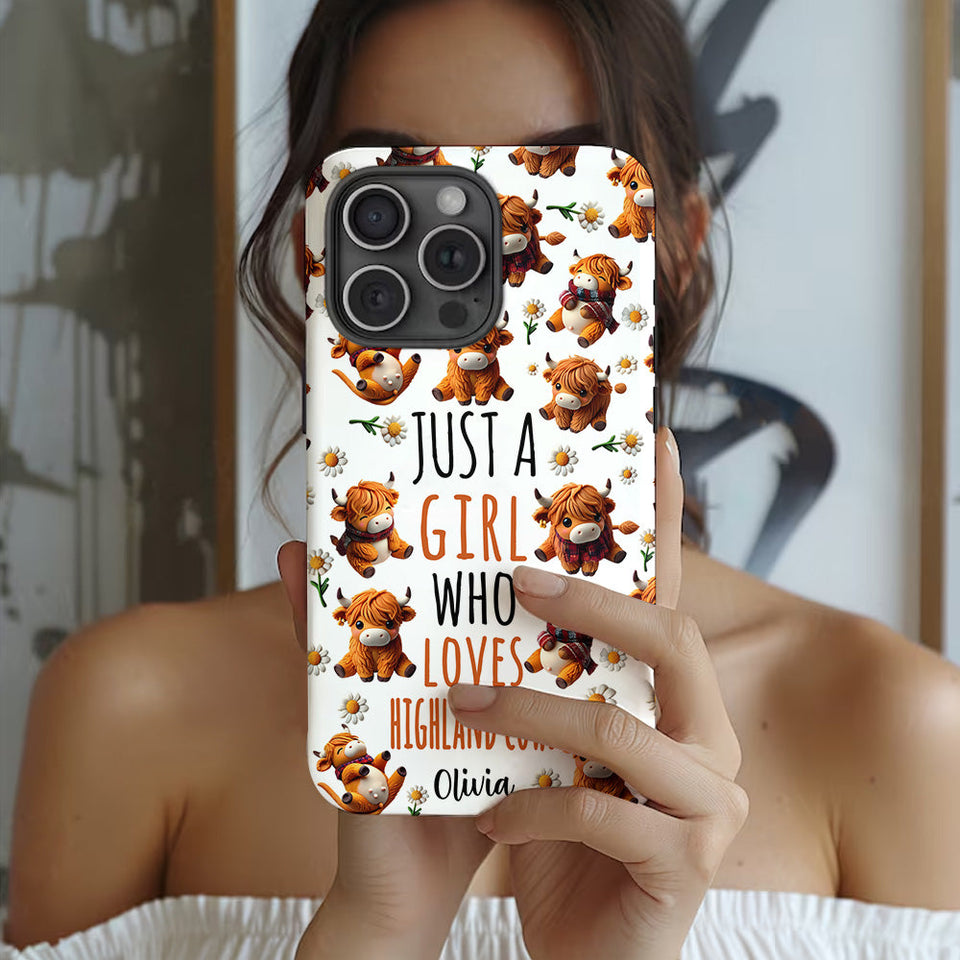 Just A Girl Who Loves Highland Cows - Personalized Highland Cow Full Print Phone Case
