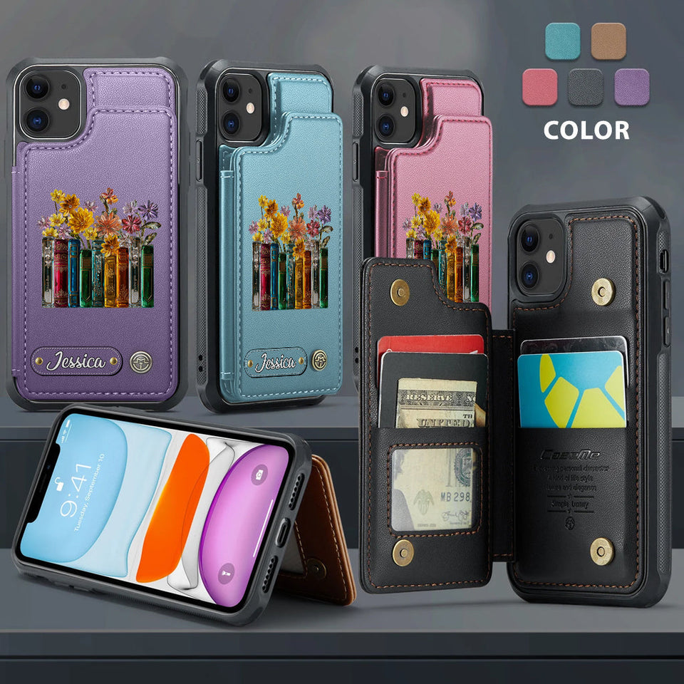 Books And Flowers - Personalized Book Wallet Phone Case