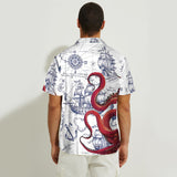 Octopus Sailboat Cruise Print Matching Beach Shirts and Dress Outfit For Couples - Personalized Couple Hawaiian Shirt & Sleeveless Dress