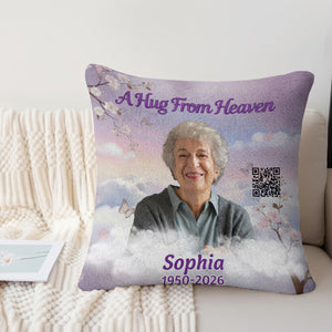 A Hug From Heaven - Personalized Memorial Faux Fur Square Pillow