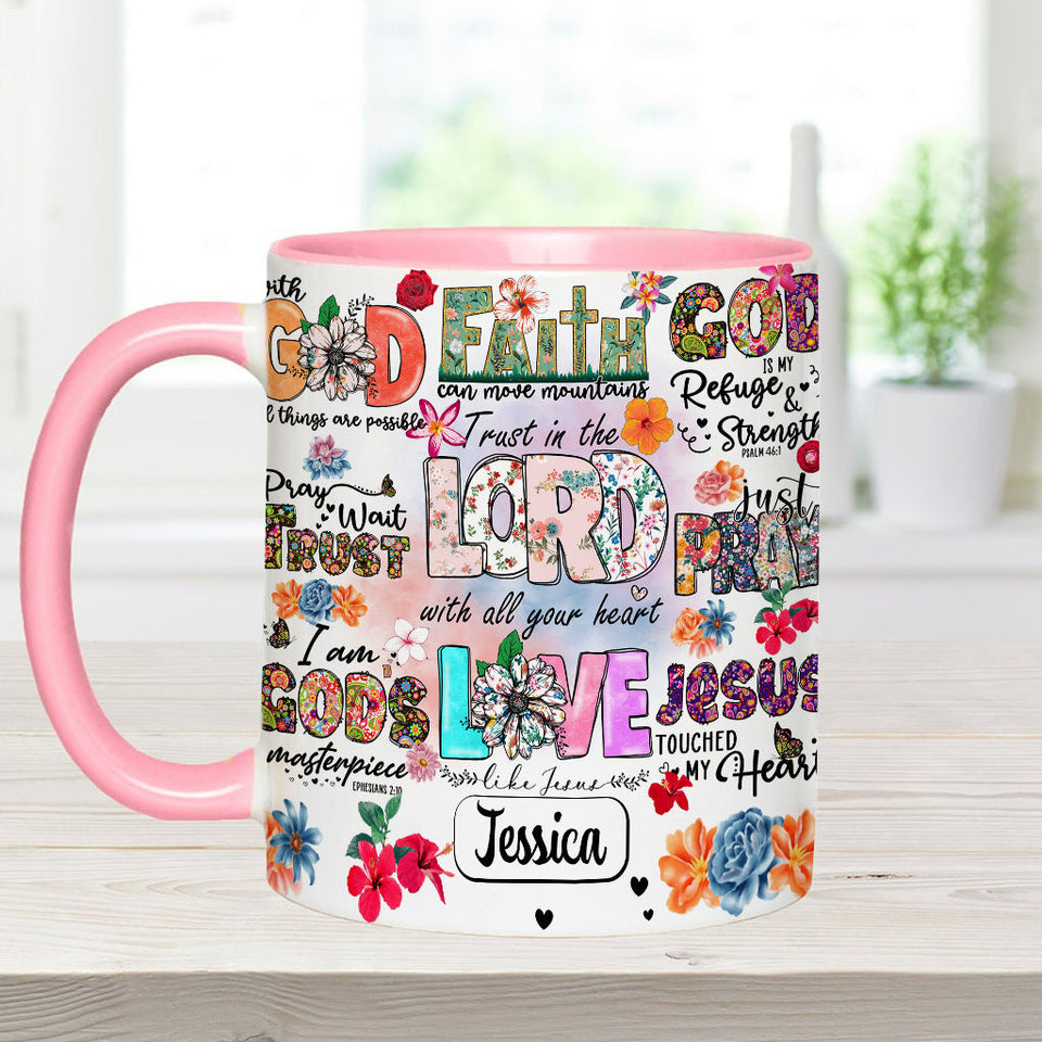 Priez, attendez, ayez confiance - Mug chrétien personnalisé