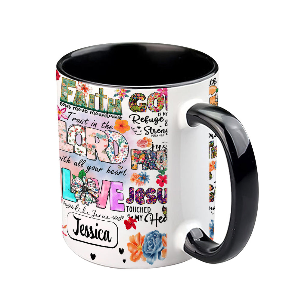 Priez, attendez, ayez confiance - Mug chrétien personnalisé
