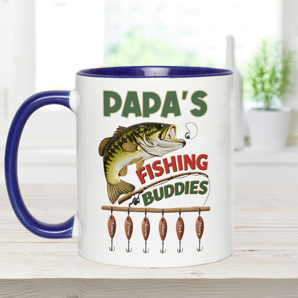 Papa Fishing Buddies - Personalized Fishing Accent Mug