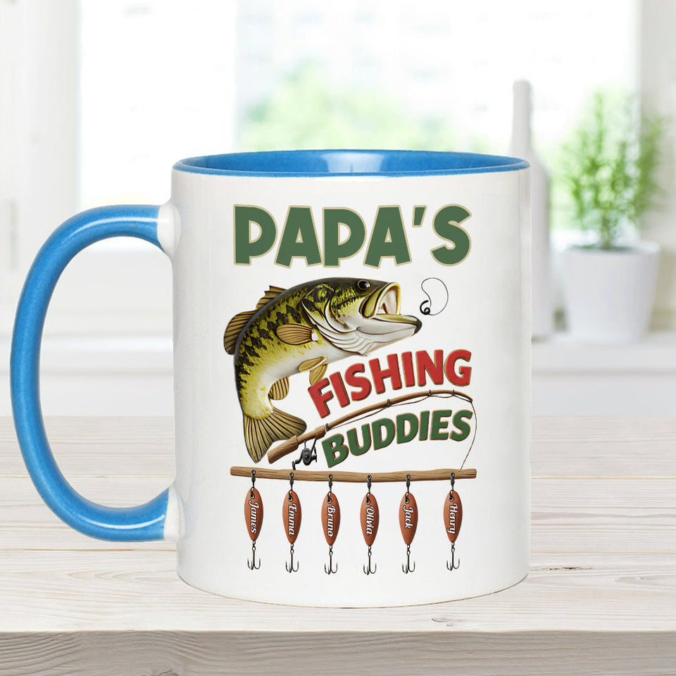 Papa Fishing Buddies - Personalized Fishing Accent Mug