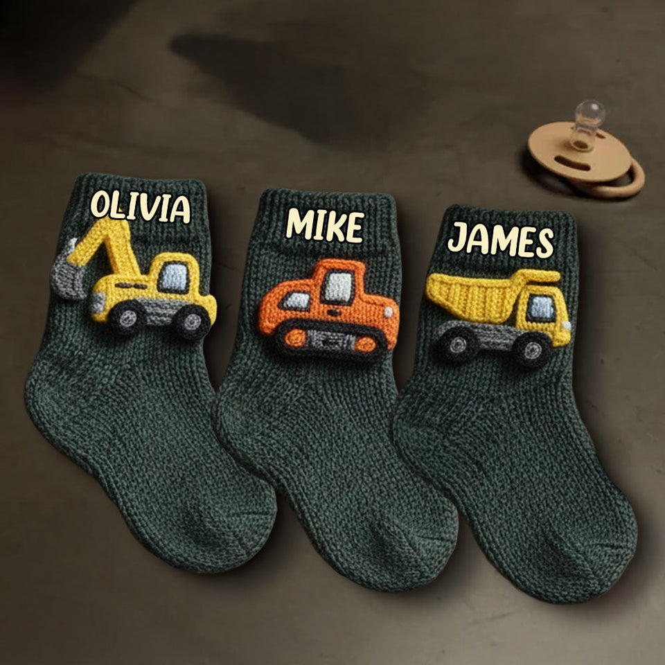 Construction Machines - Personalized Kid Socks