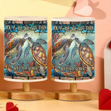 You & Me - Personalized Turtle Table Lamp with Wood Base