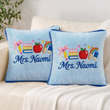Kawaii School Teacher Gift Personalized - Personalized Teacher Faux Fur Square Pillow
