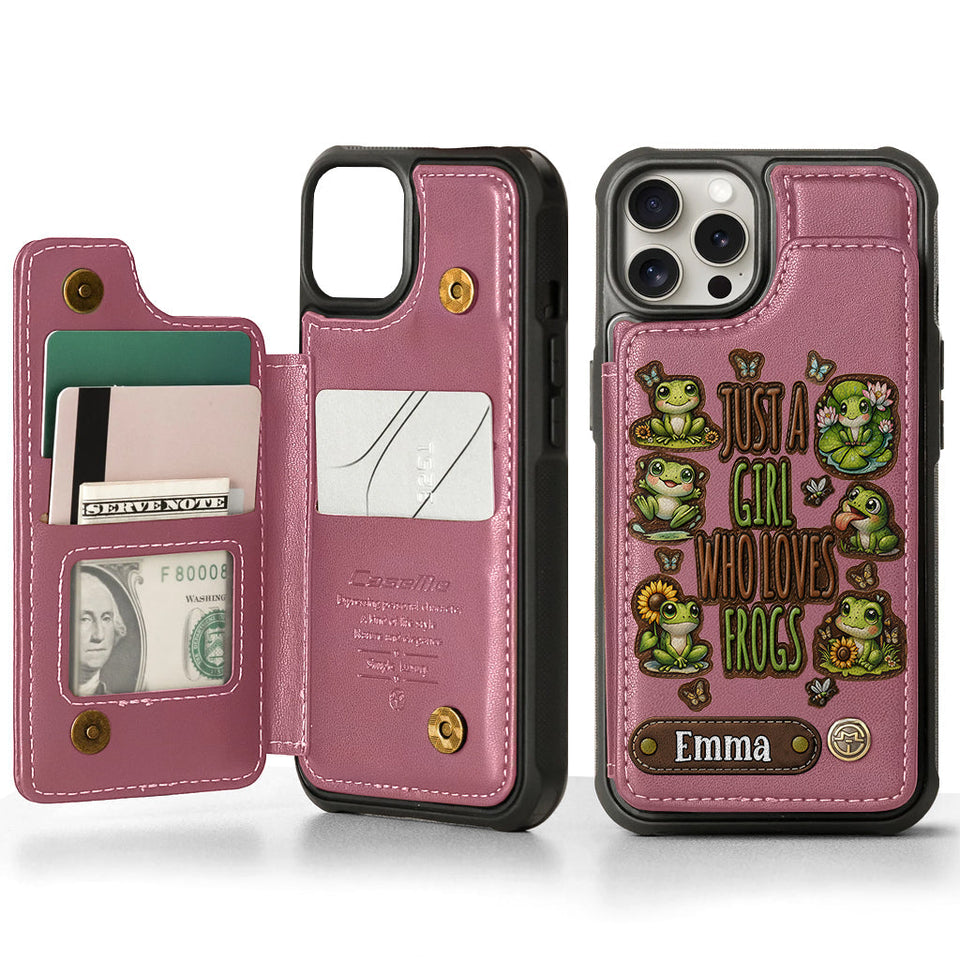 Just A Girl Who Loves Frogs - Personalized Frog Wallet Phone Case