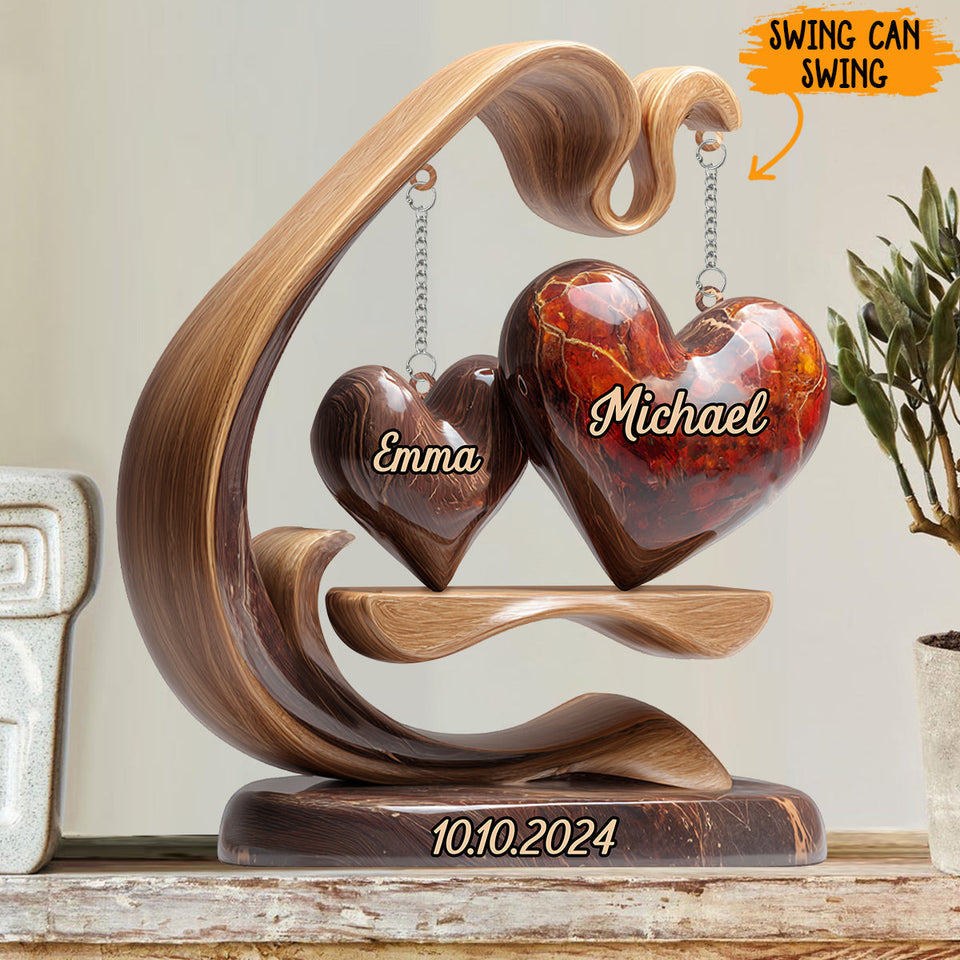 Love Hearts Swing - Personalized Couple Plaque With Charm