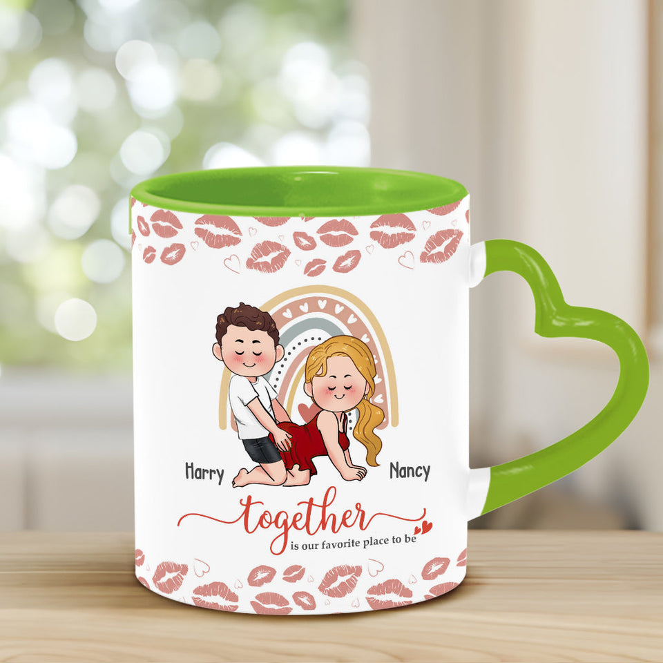 Together Is Our Favorite To Be - Personalized Couple Heart Handle Mug