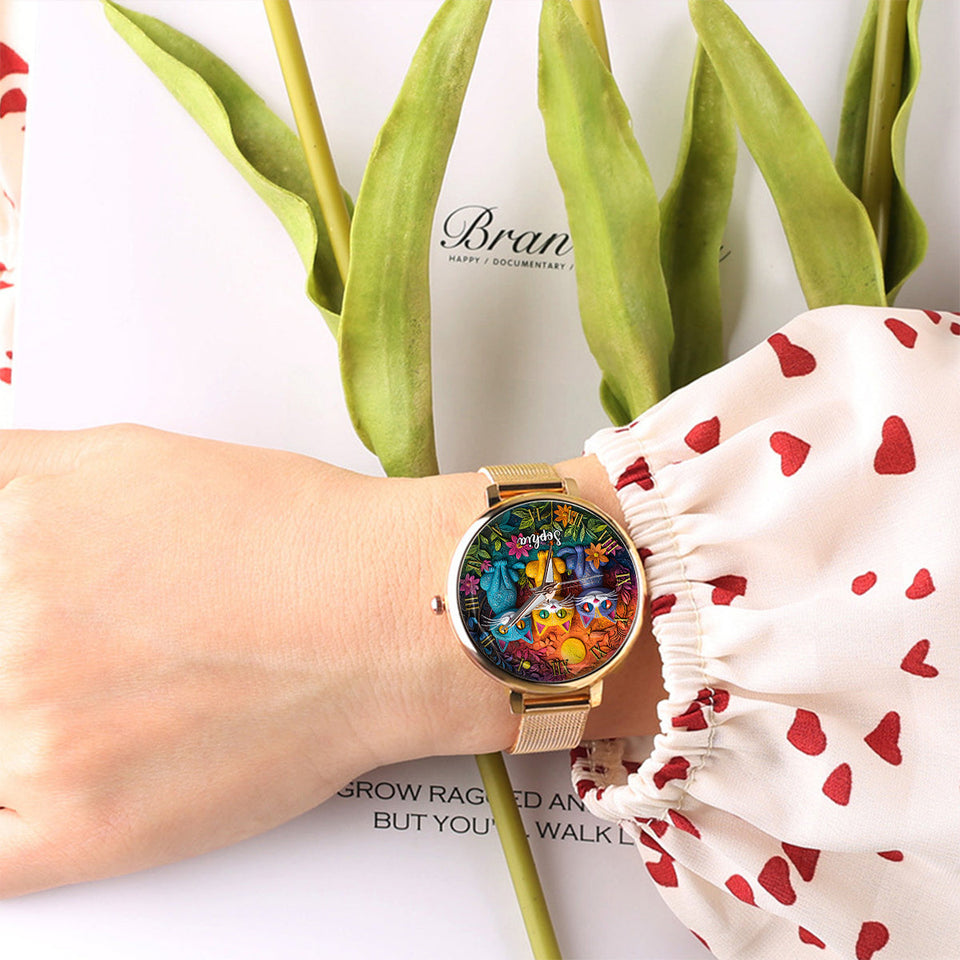 Bohemian Cat - Personalized Cat Women Hand Watch