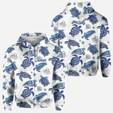 Toile De Jouy Patterm, Blue Dolphin, Turtle,... - Personalized Sea Lover All Over Shirt