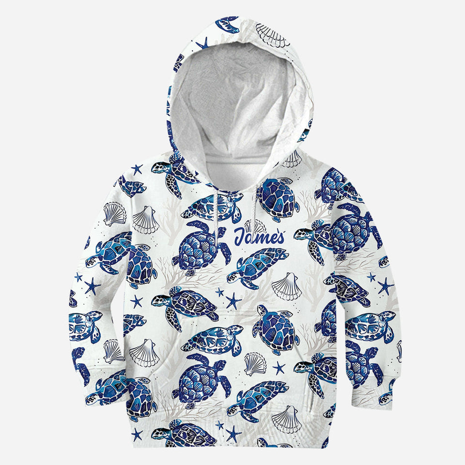 Toile De Jouy Patterm, Blue Dolphin, Turtle,... - Personalized Sea Lover All Over Shirt