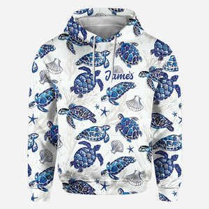 Toile De Jouy Patterm, Blue Dolphin, Turtle,... - Personalized Sea Lover All Over Shirt