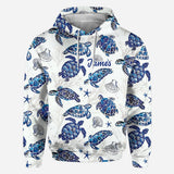Toile De Jouy Patterm, Blue Dolphin, Turtle,... - Personalized Sea Lover All Over Shirt