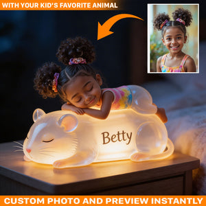 Sleeping Cute Animals Custom Photo - Personalized Kid Acrylic LED Night Light