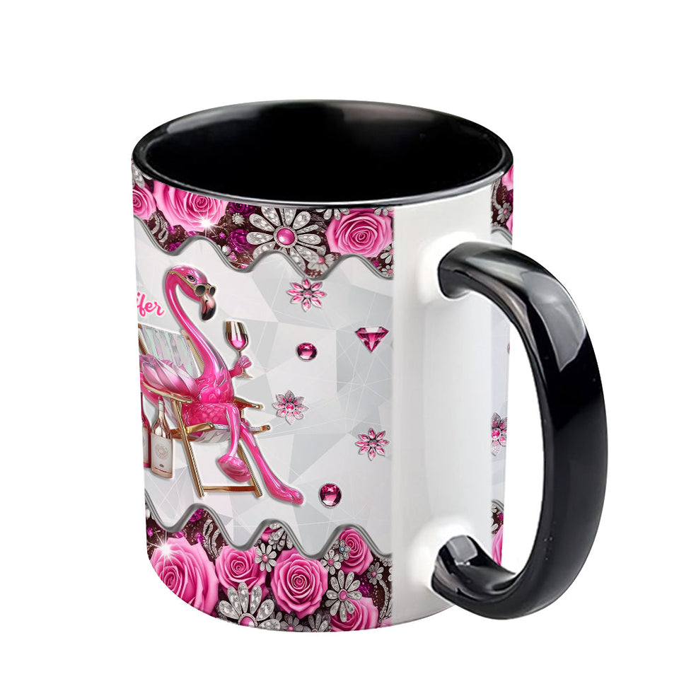 Be a Flamingo In a Flock of Pigeons - Personalized Flamingo Accent Mug