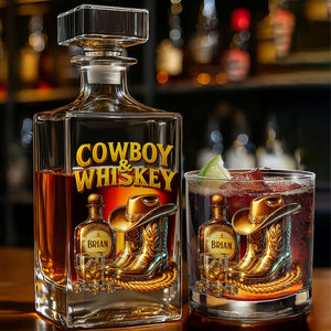 Cowboy & Whiskey - Personalized Whisky Whiskey Decanter Set