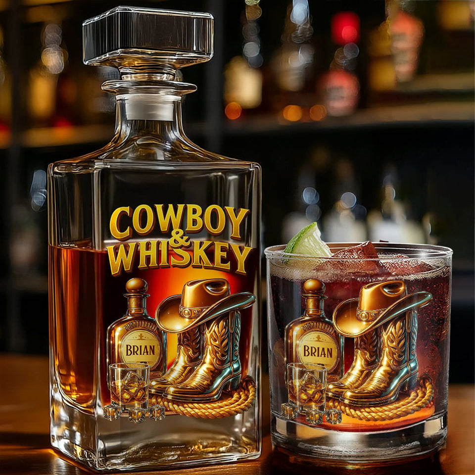 Cowboy & Whiskey - Personalized Whisky Whiskey Decanter Set