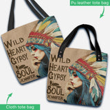 Native American Girl Wild Heart Gypsy Soul - Personalized American Indian Tote Bag