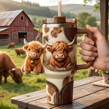 Cute Highland Cow - Personalized Highland Cow Tumbler With Plush Charm