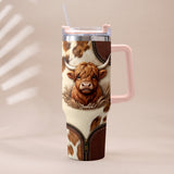 Cute Highland Cow - Personalized Highland Cow Tumbler With Plush Charm
