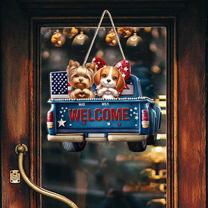 Welcome - Personalized Dog Custom Shaped Wood Sign