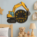 Excavator Decor - Personalized Kid LED Light Wall Clock