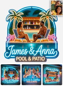 Any Photo Backyard, Pool & Patio - Personalized Couple Neon LED Light Sign