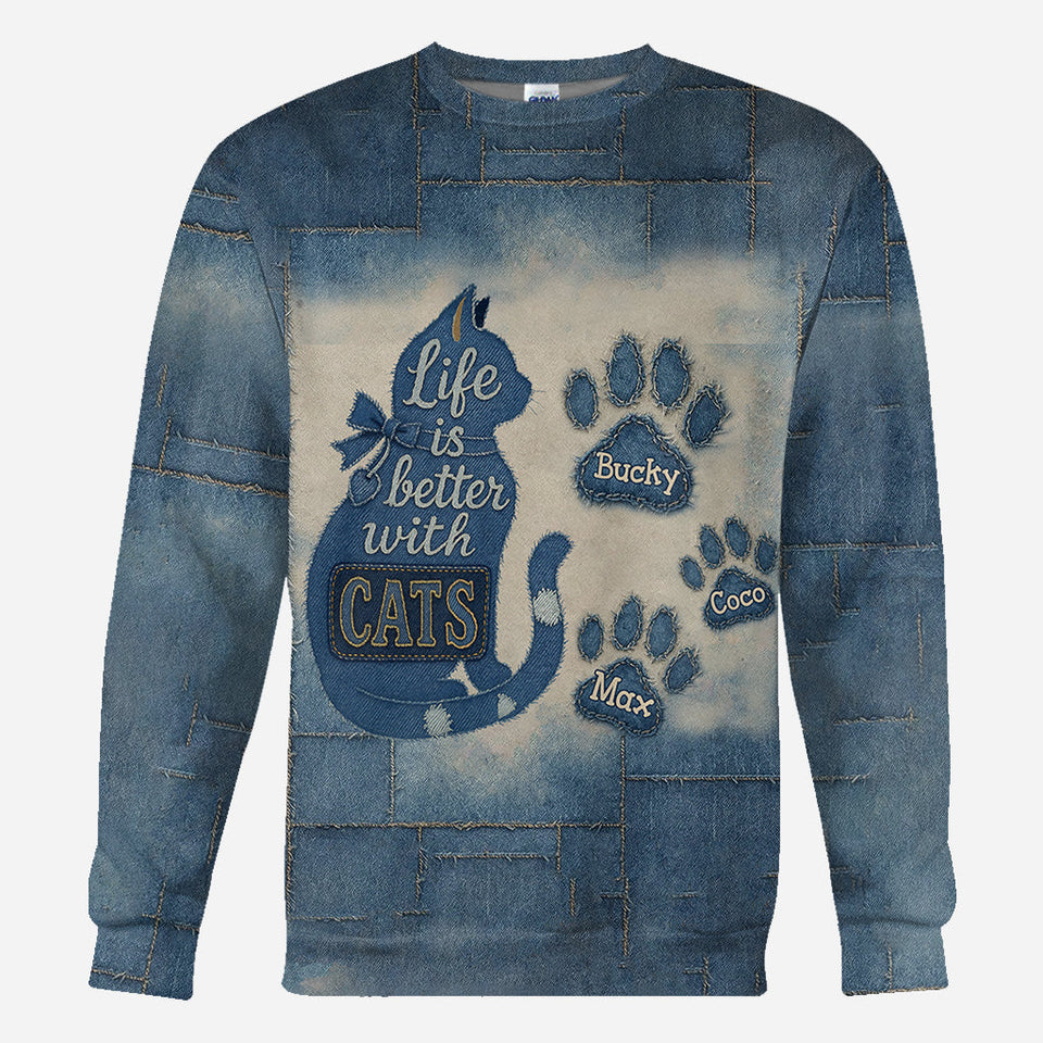Life Is Better With Cats - Personalized Cat All Over Shirt
